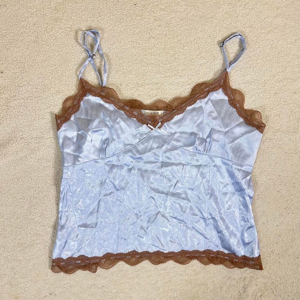 Old Navy Blue and Brown Lace Cami